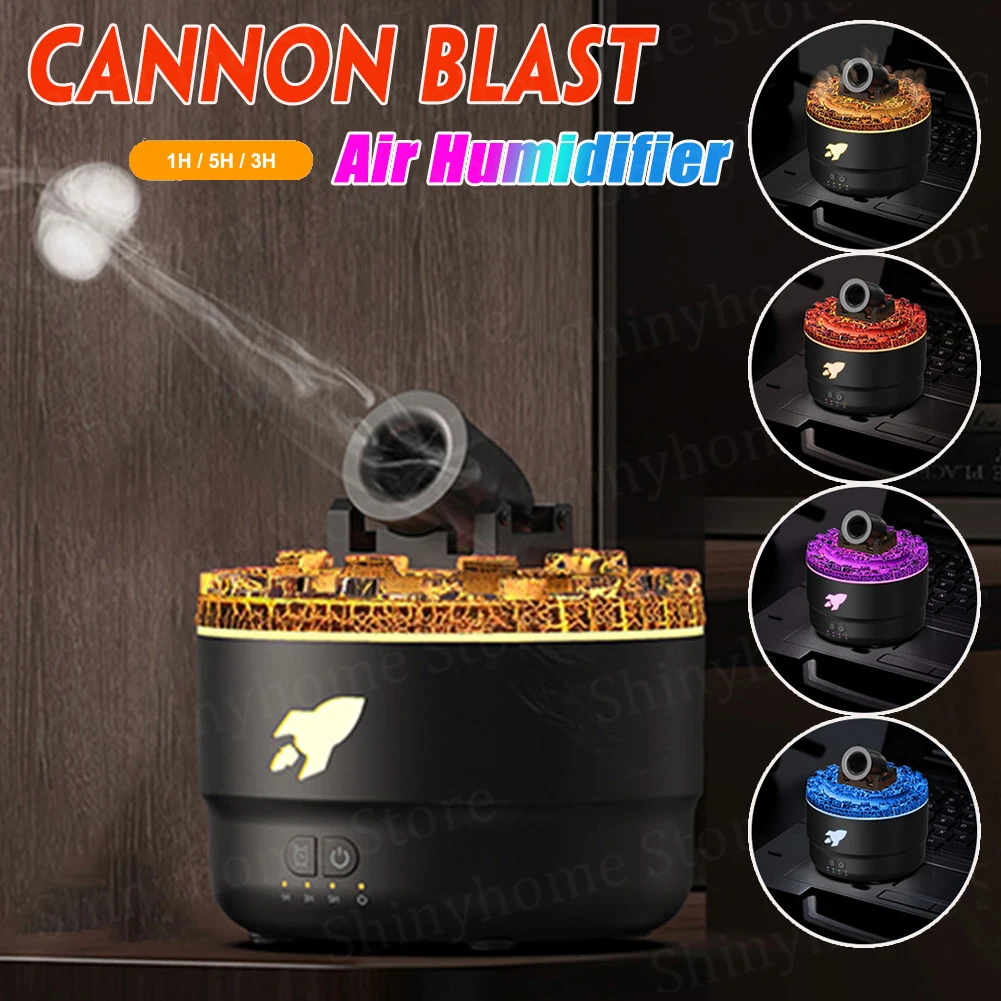 Volcanic Crack Air Humidifier Cannons Aroma Diffuser Cannon Blast Turret Aromatherapy Humidifier Air Humidifier for Bedroom