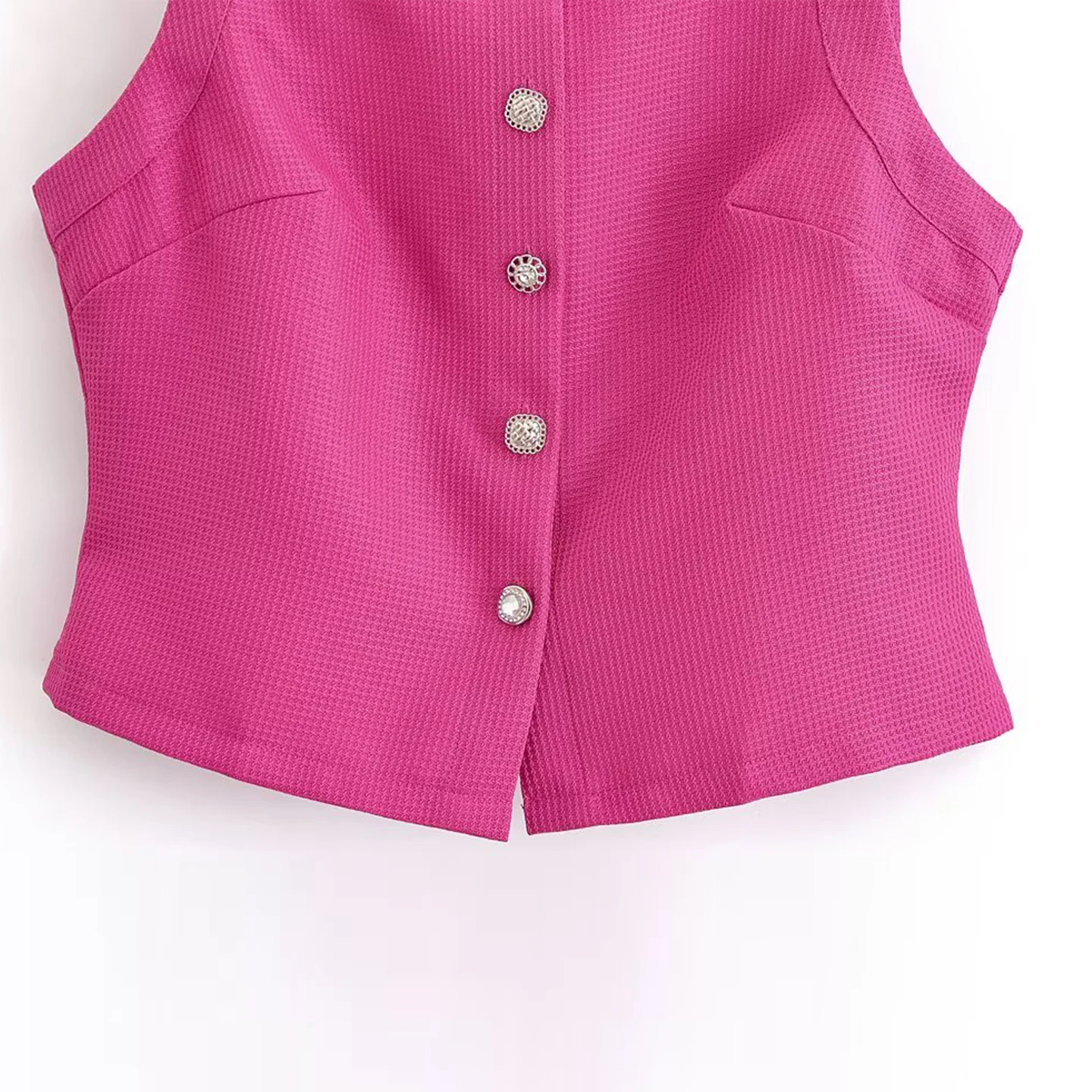 

Z 2025 Summer New Women's Faion Set ort One-oulder One-Ne Design Wide oulder Strap ort Sve Button Closure