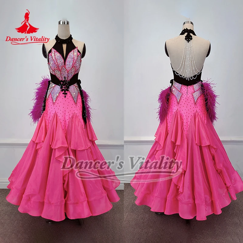 

Сексуальное платье розового цвета AB Stones для взрослых, расширенное жемчужное шелковое платье с вырезом, висячим стилем, жизненное платье танцовщицы без рукавов и открытой спины на заказ