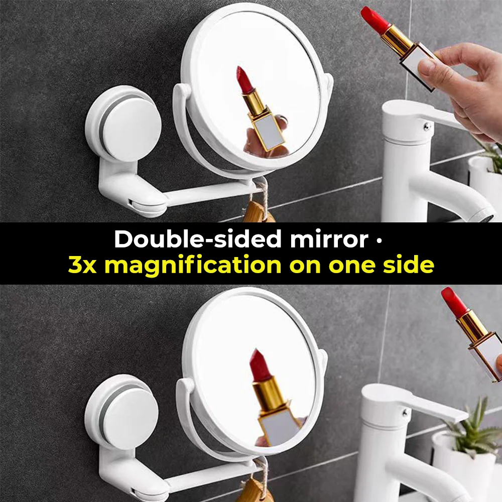 

Rotating Plastic Folding Vacuum Suction Round Bath Accessorie Makeup Supplies Vanity Mirror Shave Mirrors Wall Hang Bath Mirror