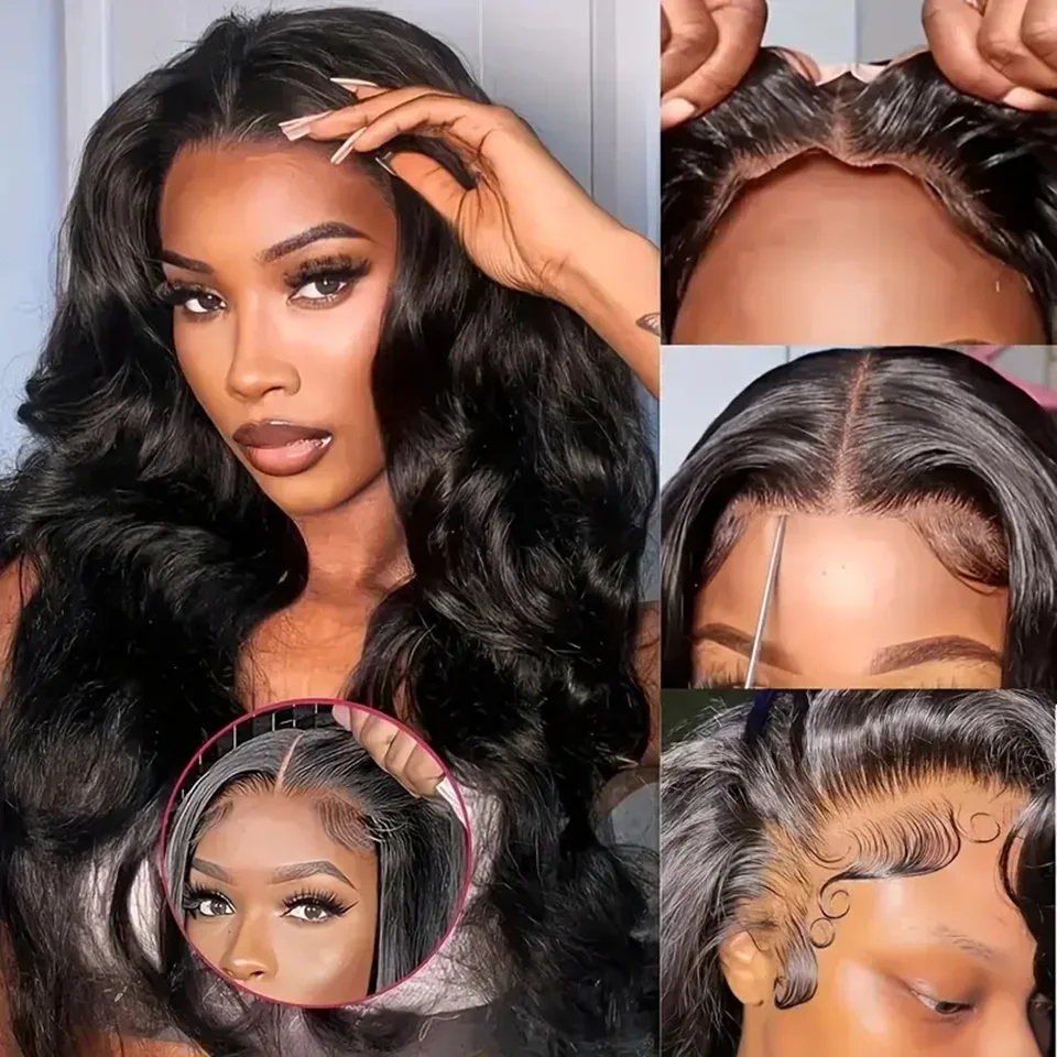 

T Lace Frontal Body Wave Human Hair Wigs 13x5x1 HD Lace Wigs Pre Plucked Body Wave Wigs Natural Black Human Hair Wig 32inches