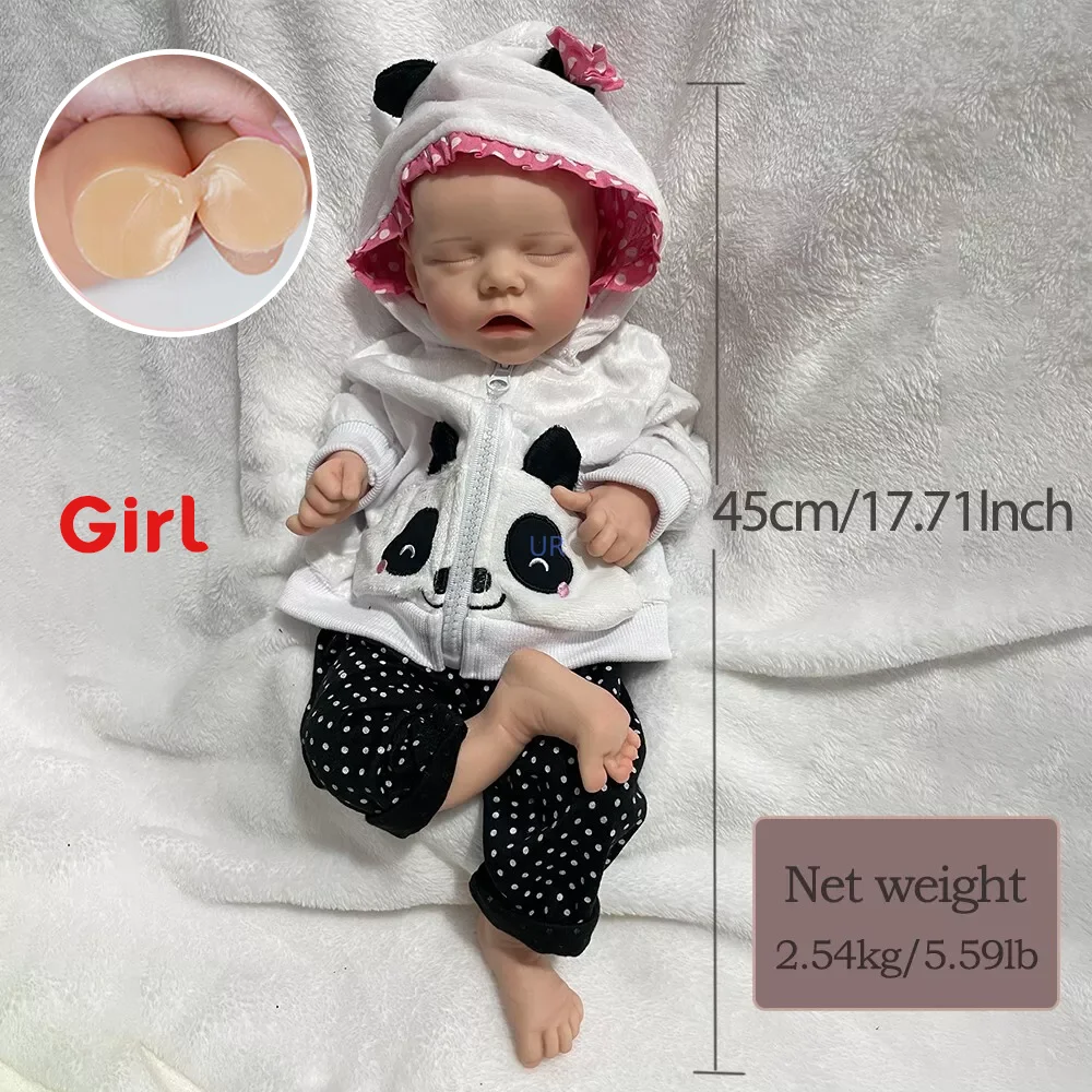 18-Inch Artificial Silicone Reborn Baby Doll – Newborn Girl with Pacifier, Perfect Birthday or Christmas Gift for Kids