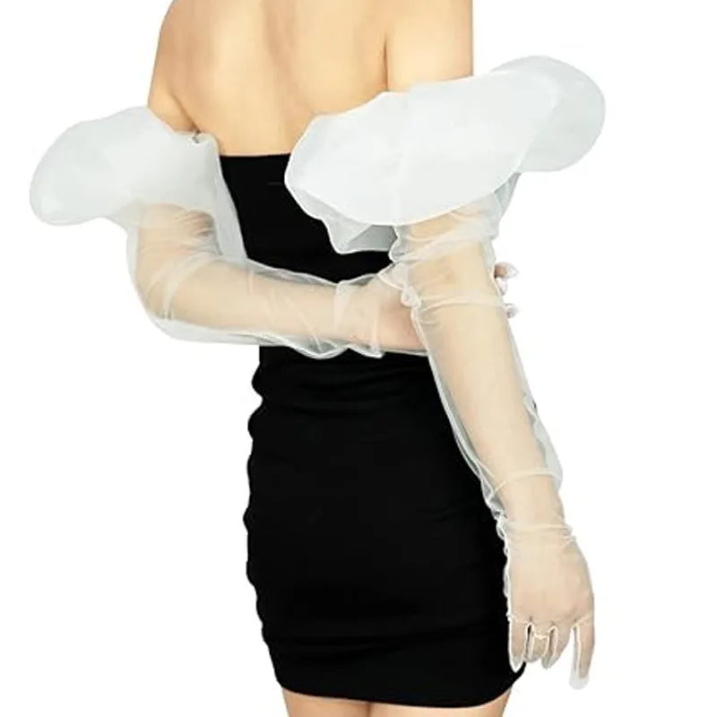 Women's Elegant Long Satin Mesh Glove Female Sunscreen Dancing Party Driving Glove R2515