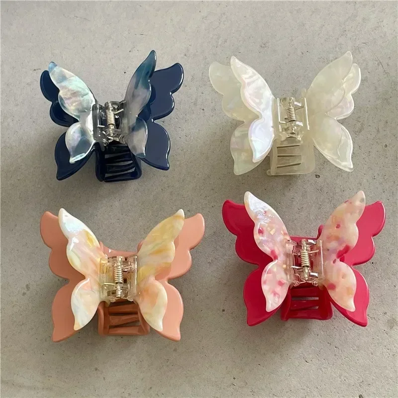 BYL New Fairy Style Butterfly Hair Clips Acetate Claw Clip Colorful Fashion Design Sense Crab Clip Women's Hair Accessories Girl