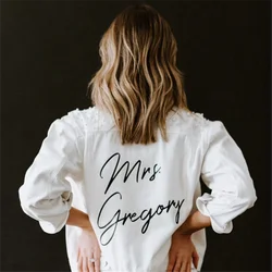 Custom Mrs. Denim Jacket Wedding Personalized Bride Denim Jacket Custom White Jean Jacket Bachelorette Favor Gift Jacket