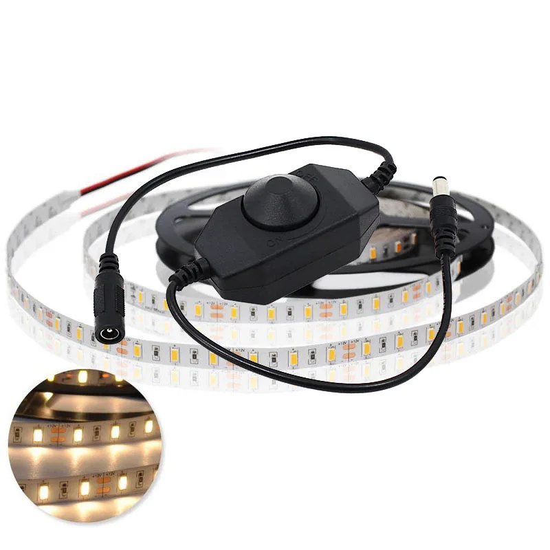 1PC DC 12V 24V Stepless Knob LED Dimmer Switch Controller for 3528 5050 Single Color LED Strip Light Brightness Adjust Connector