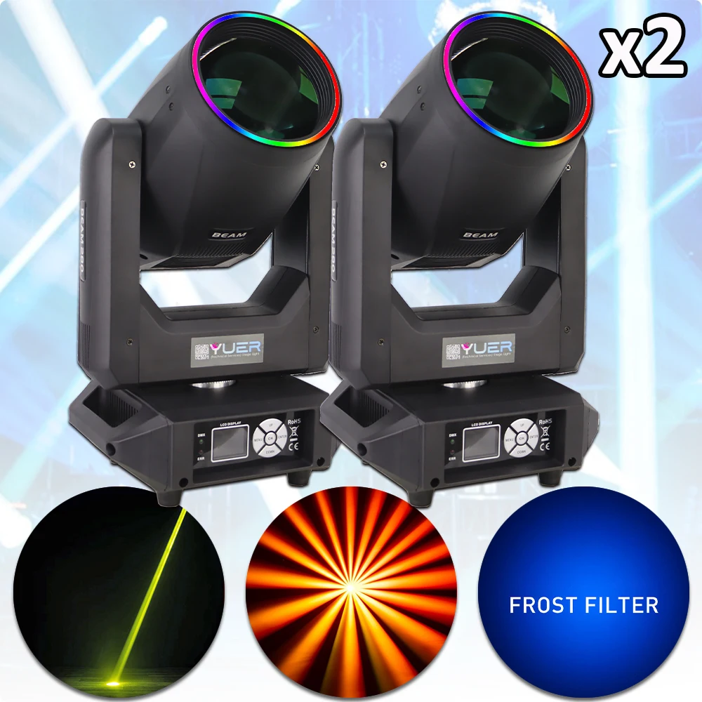 2Pcs/lot 300W Beam Spot Moving Head Light Atomization Rainbow For Disco DJ Nightclub Wedding Stage Party Light