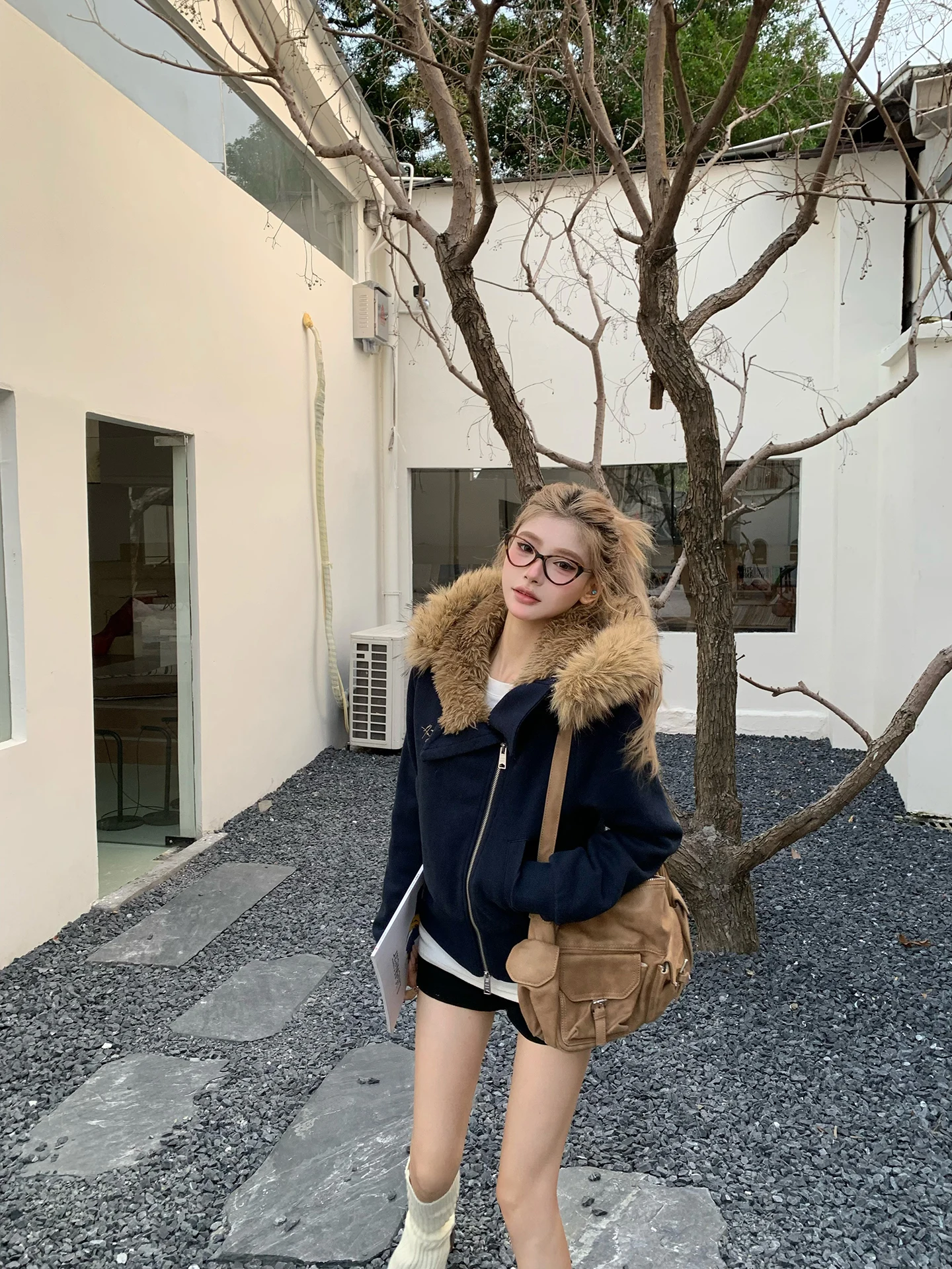 

Thiened Winter Jaet Women's Zipper Cotton Coat with Hood Fur Collar Commute Sle Long Sve Warm Daily Wear