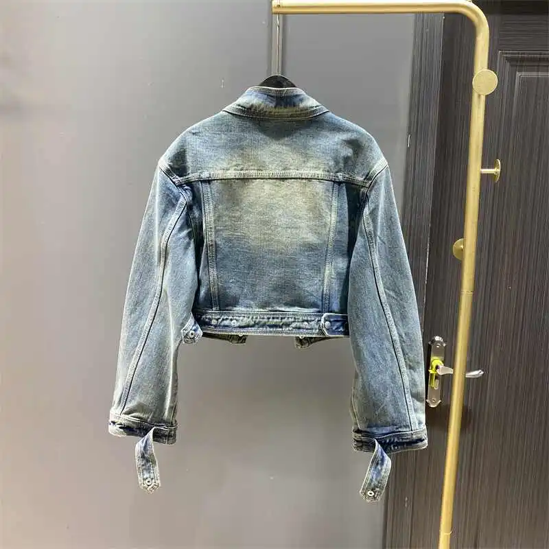 

Retro Short Denim Jacket Autumn New Women's Stand Collar Loose Coats Fashion Single-breasted Versatile Top Streetwear