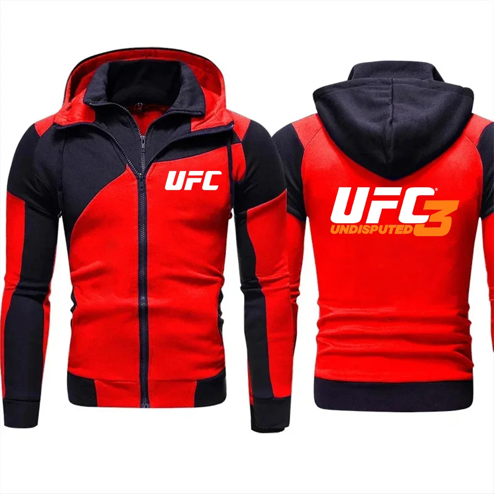 

UFC Hoodie Motorcycle Jacket UFC Ultimate Fighting Logo Printed Sports Hoodie Fashion Motorcycle Jacket Men's Zipper Hoodie