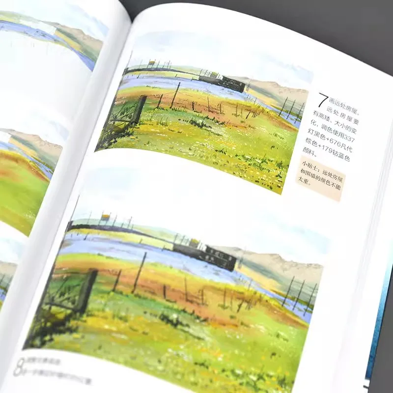 Introduction to Watercolor Landscape Flower Techniques Tutorial Book
