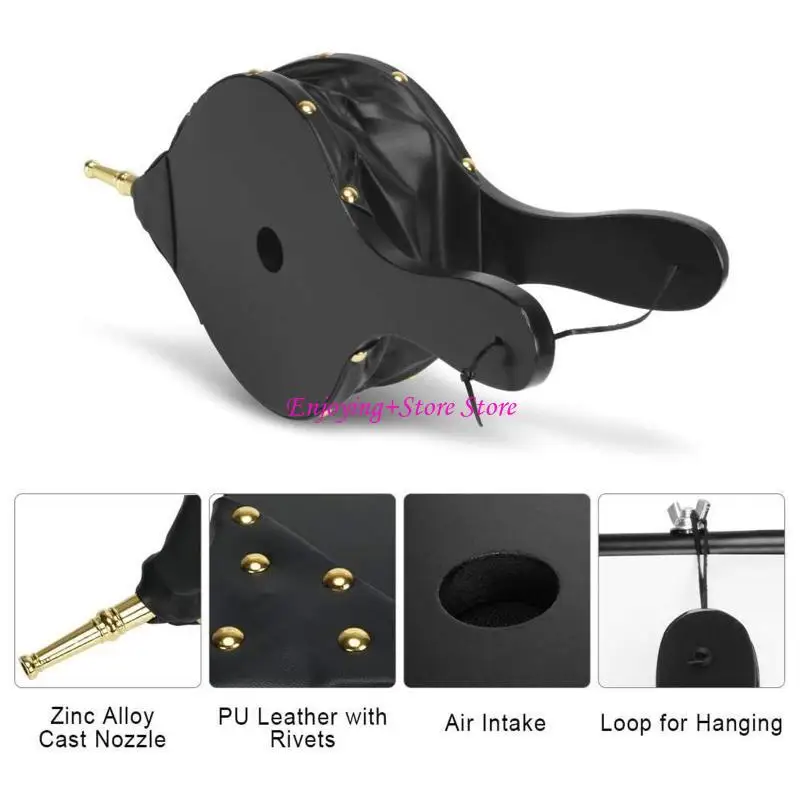 

G6DA Fireplace Bellows with Hanging Strap Black Air Blower Nozzle for Barbecue Grills, Pits and Indoor Fireplaces