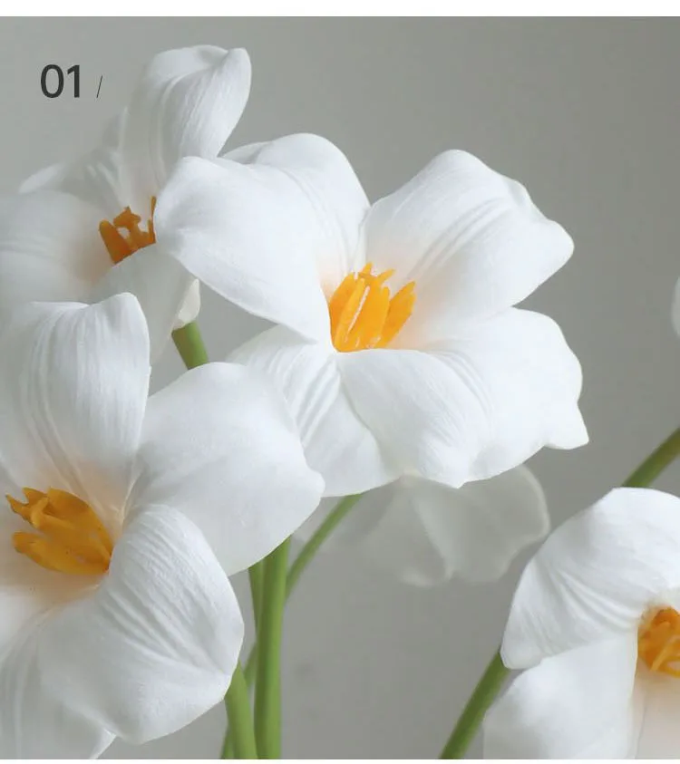 5 Stück künstliche weiße PU-Tulpen, Hochzeitsdekoration, Blumenarrangement, Brautstrauß, Party, Heimdekoration, künstliche Tulpenblumen – Detail 6
