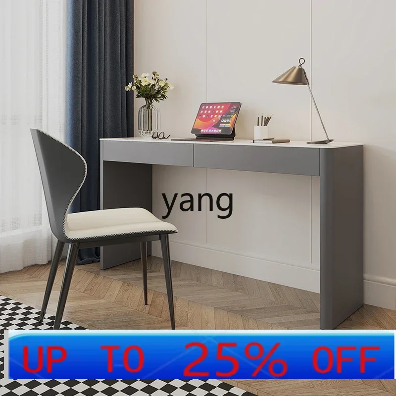 

Lmm rock slab desk narrow modern home solid wood paint against the wall with drawers writing desk
