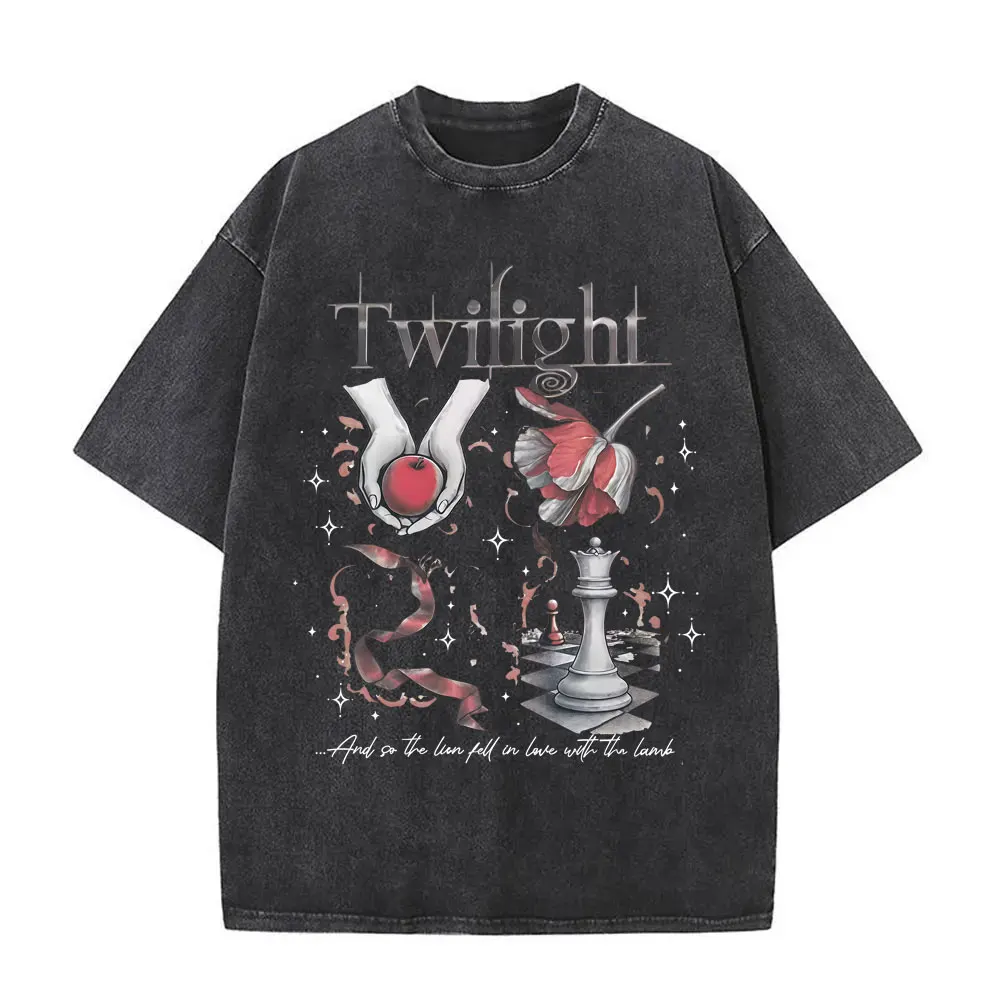 Washed Vintage Movie Twilight Book Lover Vampire Edward Cullen Merch T-shirt Wolf Jacob Black T Shirt Robert Pattinson T-shirts