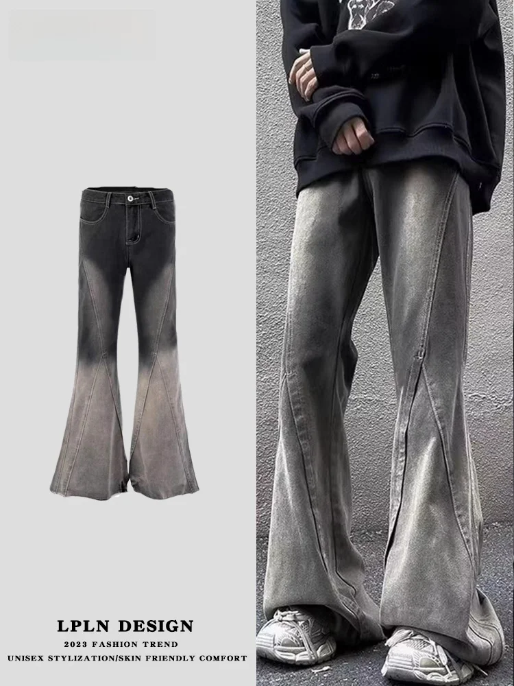 

LPLN Vintage Ripped adient Men's Jeans High Street Slim Fit Autumn Winter Faionable Long Pants Casual Wear for Teens