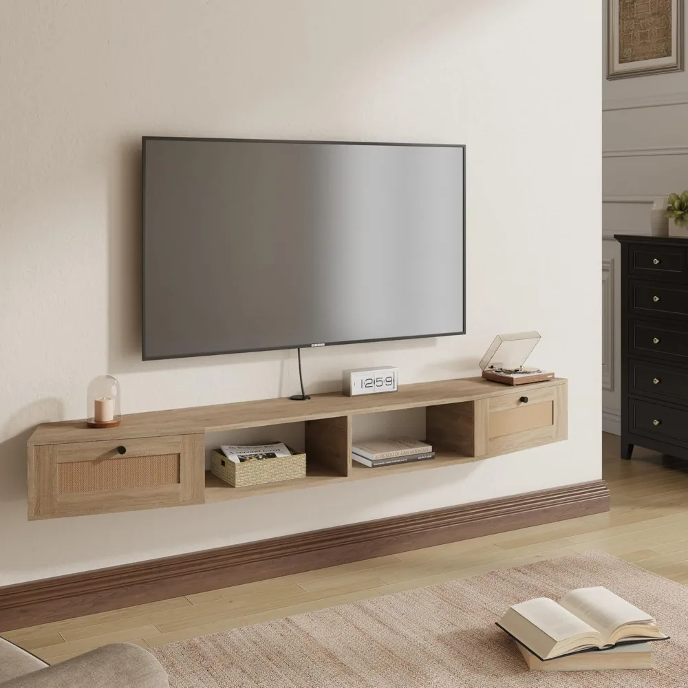 

Floating TV stand for TVs up to 80 inches, wall-mounted entertainment center with doors, under TV storage, 70 inch