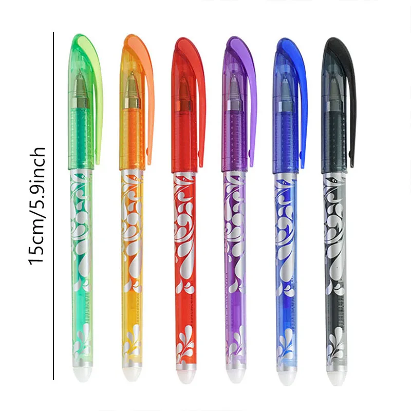 24/30pcs Set Multicolor Erasable Gel Pen Fine Point 0.5mm 6 Colors Ink Refills Washable Handle Office Stationery Disappear Pen