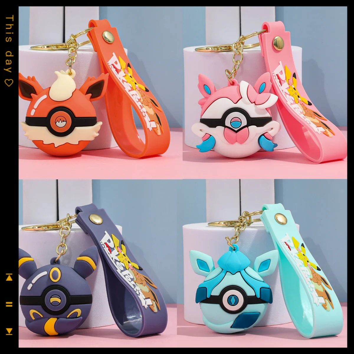 

Периферийные устройства Pokémon Eevee, брелки, милые куклы Pokeball для мужчин и женщин, школьная сумка, брелки, мультяшная анимация, оптовая продажа