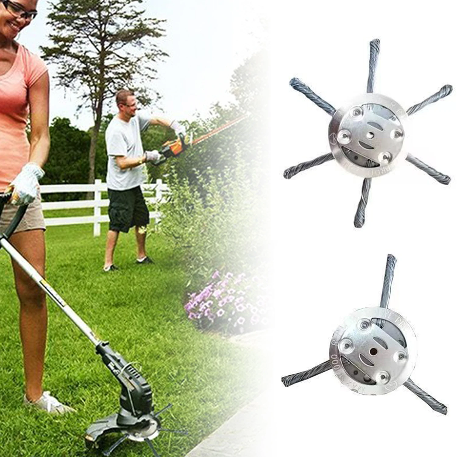 6inch Steel Wire Wheel Head Grass Trimmer Head Universal Weed Brush Fit Straight Shaft Brushcutter Removal Moss Rust