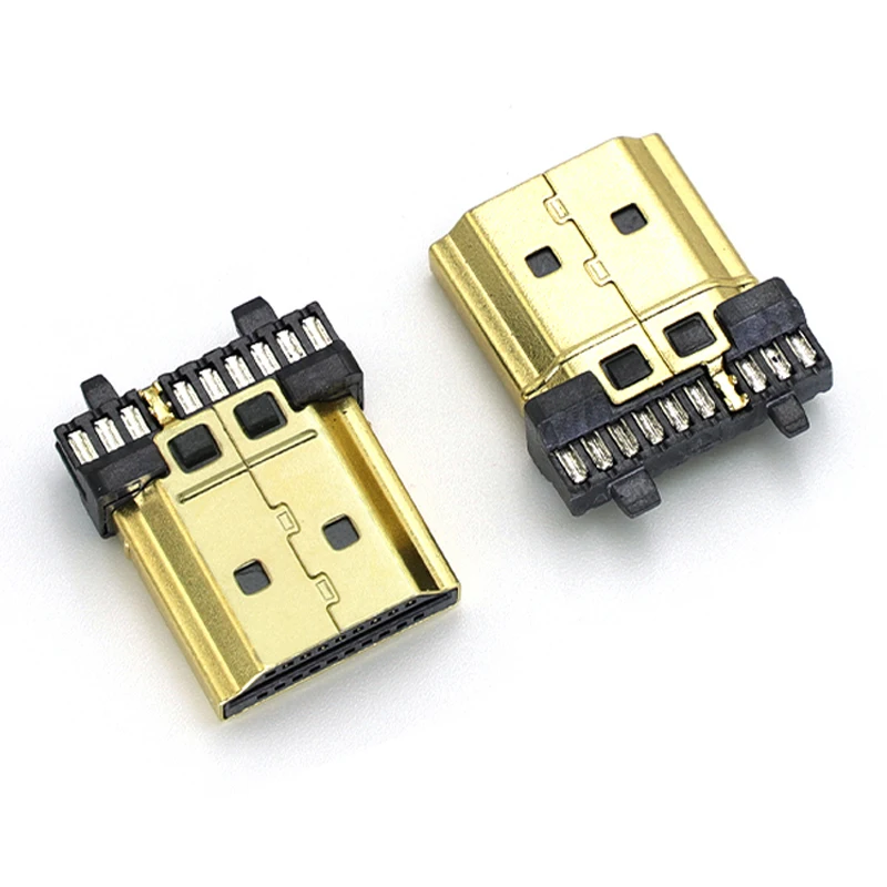 5-10PCS HDMI Male A-Type 19PIN Plug Connector Solder Wire Multimedia HD Display Transmission Interface Gold Plated 19P Plug