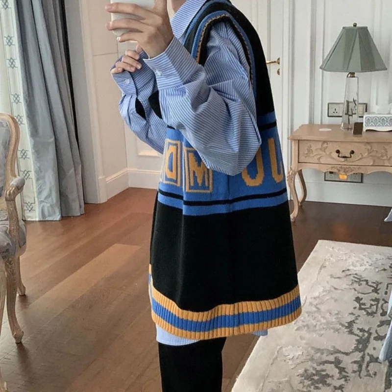 الخامس الرقبة أكمام محبوك سترة اللون حظر رسالة الكورية نمط المتضخم زمم الرجال عادية ربيع الخريف تنوعا العصرية