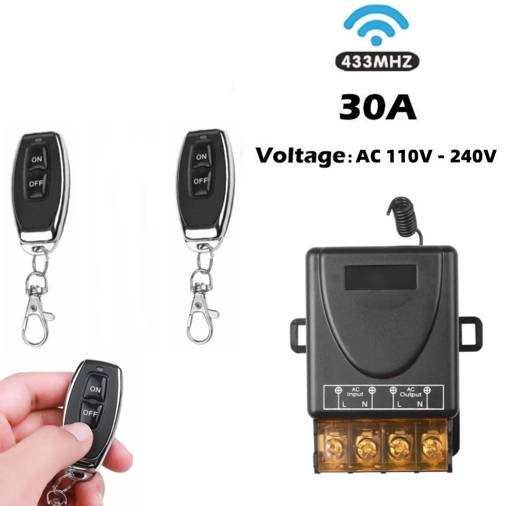 433Mhz RF Remote Control Switch AC 220V 30A On Off Remote Controller Transmitter for Water Pump Motor LED Electric Appliance