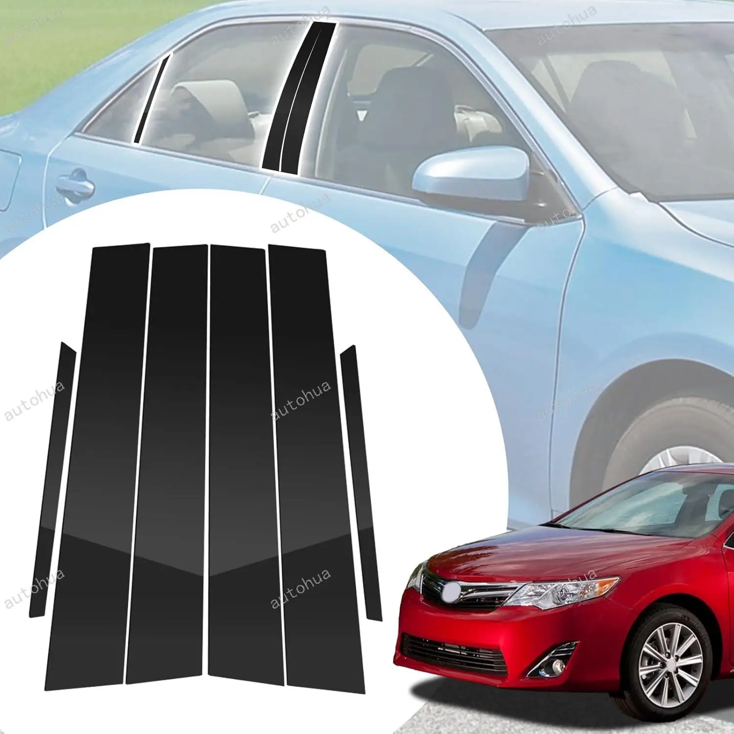 

Door Pillar Post Trim for Toyota Camry 2012-2017 Side Door Pillar Anti Scratch Glossy PC Stickers Cover Moldings 6-pcs
