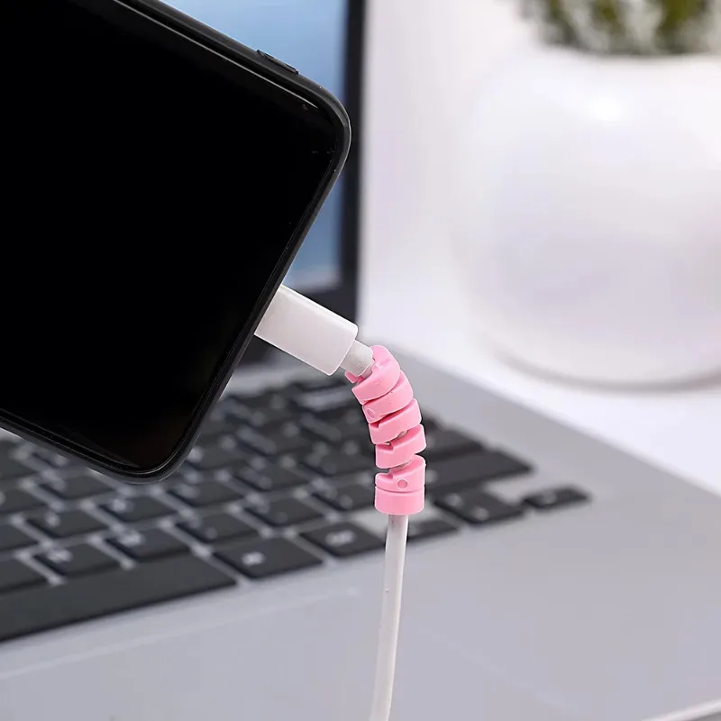 4-20Pcs Cables Protector Silicone Charge Cable Spiral Winder Wire for Phone USB Charger Cable Protective Cover Cable Winder Clip