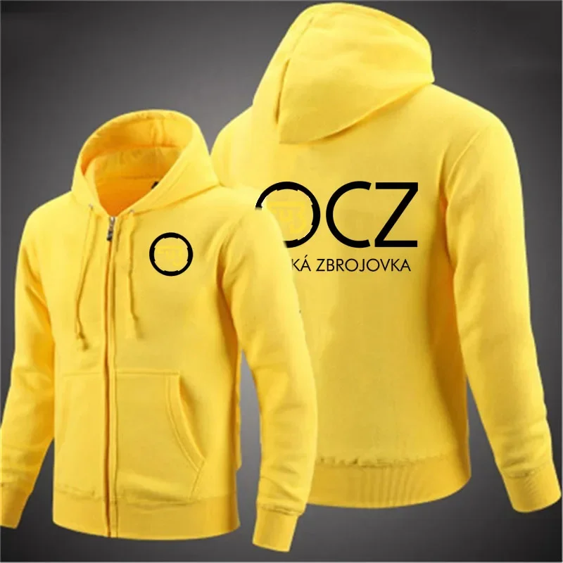 spring autumn men's hooded jacket CZ Ceska Zbrojovka printing loose hoodie casual sports solid color custom logo men's cardigan