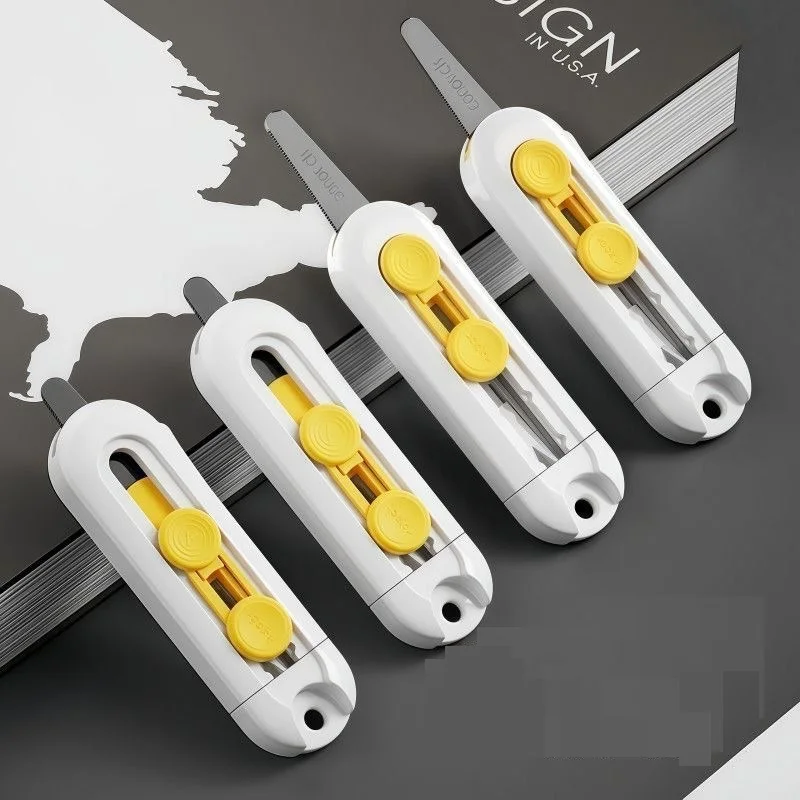 ABS Durable Magnetic Mini Box Cutter Retractable Blade Safety Letter Opener Portable Paper Cutter MGD20