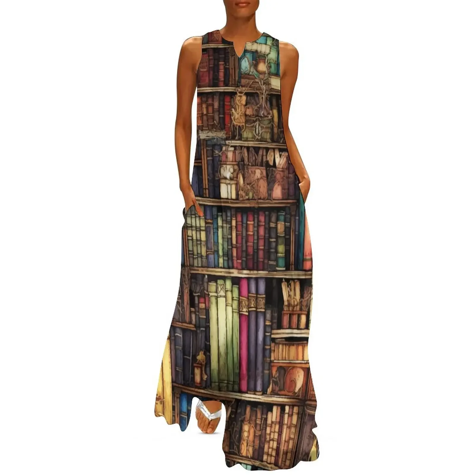 

Magical Wizard Library Print Long Dress womens clothing luxury evening dress woman for wedding Long dresses Casual dresses Dress