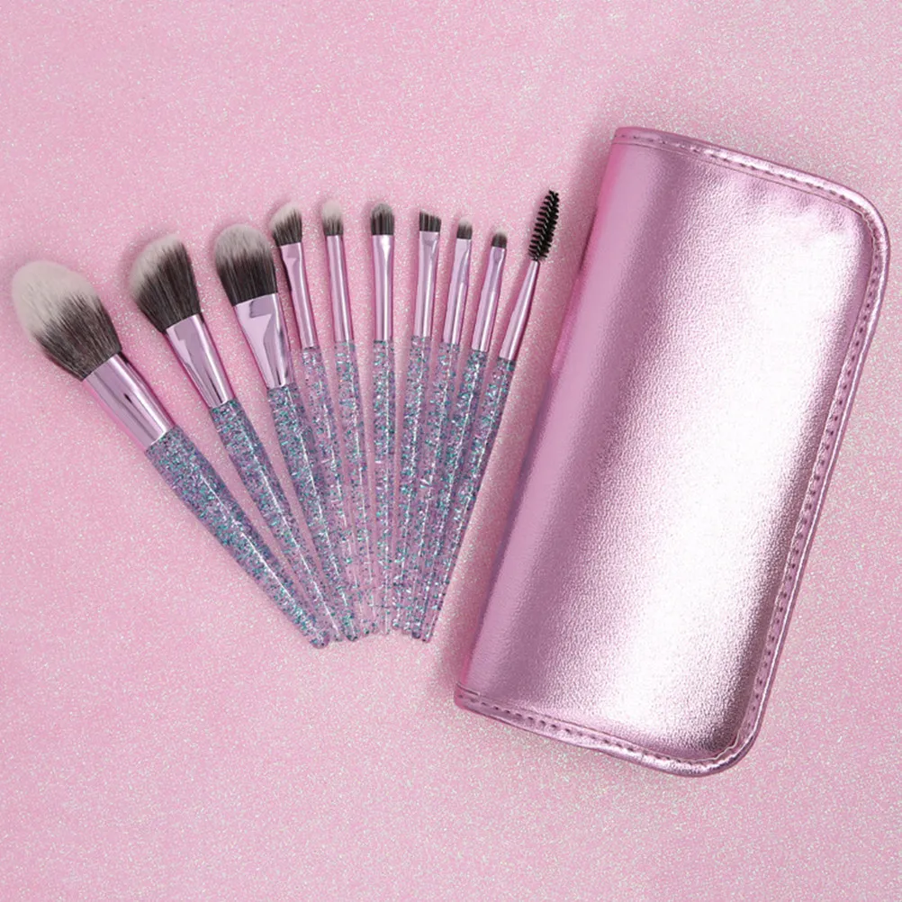 

Набор из 10 кистей для макияжа с кристаллами, высококачественные кисти с удобной ручкой и натуральным покрытием для женщин, многофункциональный набор кистей
