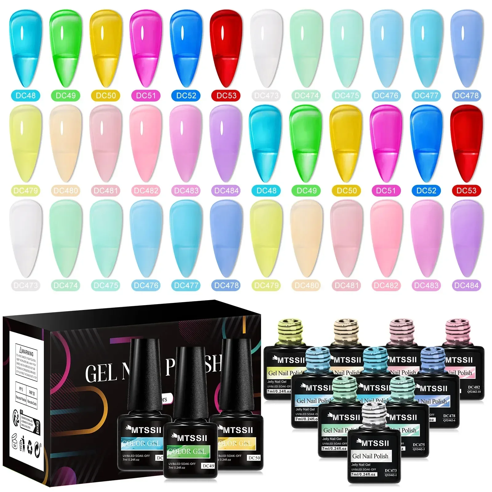 

18PCS/SET Mtssii Nude Crystal Glitter rubber base Gel Set Natural Color Semi Permanent Soak off UV LED Gel Nail Art Varnish Kit