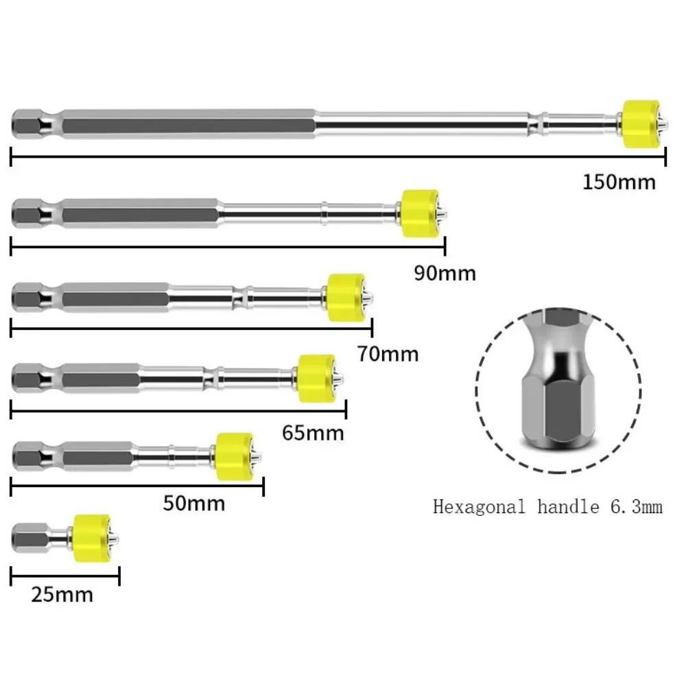 Anti-Slip Magnetic Screwdriver Bit High Hardness Impact Resistance Cross Screwdriver Head Hexagonal Handle 25-150mm