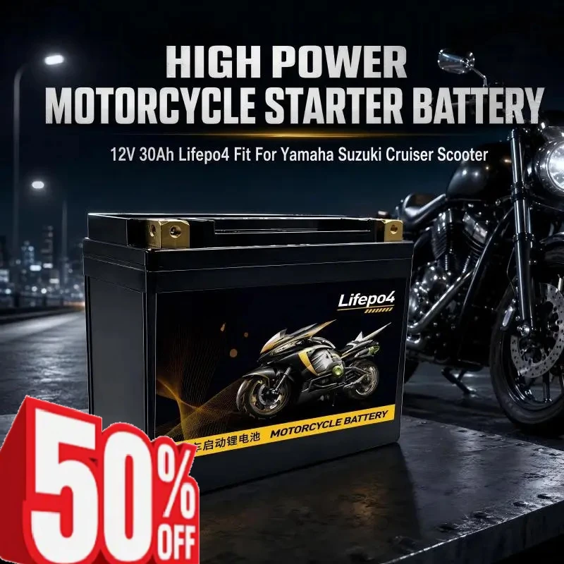 12V 30Ah Maintenance‑Free Lithium Motorcycle Starting Battery  High Power For Yamaha Suzuki Cruiser Scooter Motorbike