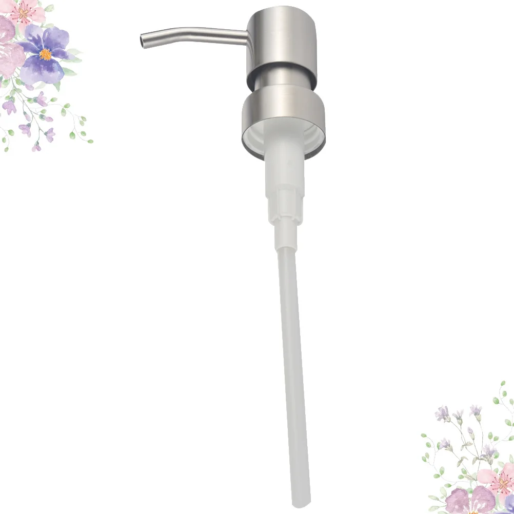 

Stainless Steel Nozzle Long Spray Pump Head 28 Teeth Replacement For Soap Dispenser Bottle Home Kitchen Bathroom Use