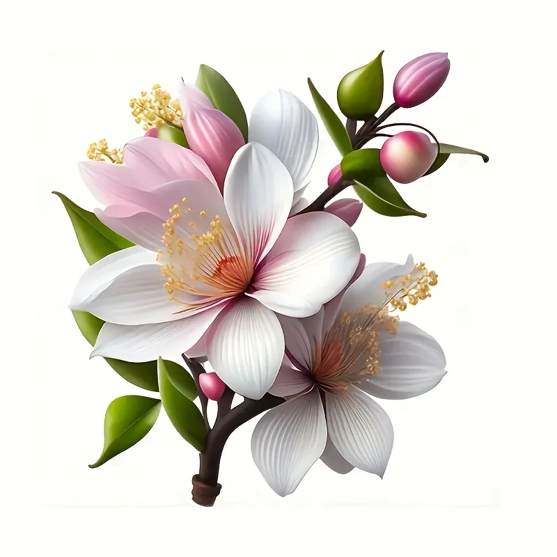 Beautiful Magnolia Flower Waterproof Vinyl Sticker, Anti-Scratch Decal for Car, Laptop and Daily Decoration