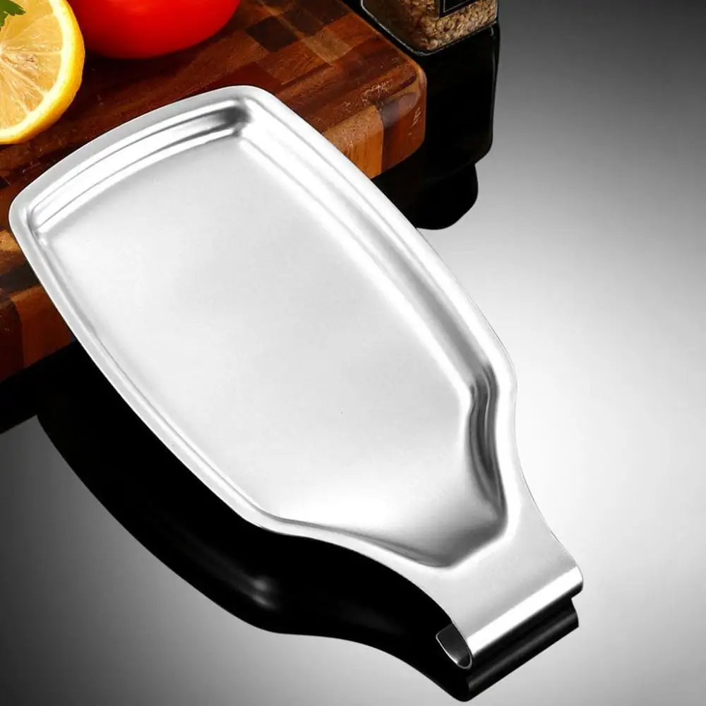 Smooth Edge Kitchen Accessories Stainless Steel Rectangle Thicken Tableware Mat Utensils Rest Spoon Holder Ladle Stand