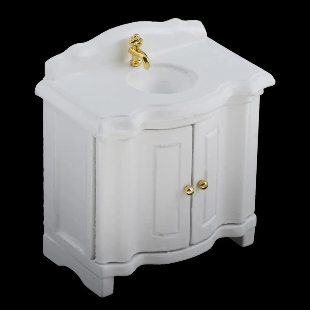 1/12 casa de bonecas branco lavatório pia armário móveis modelo brinquedos