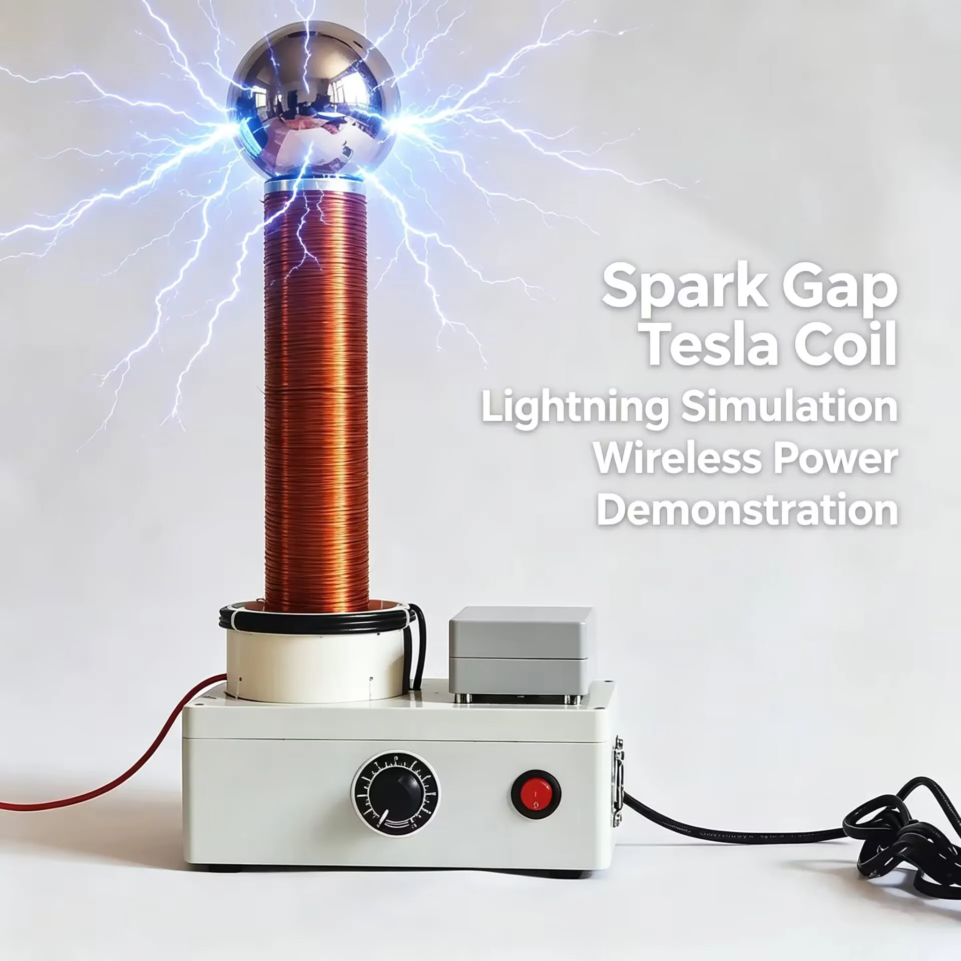 Tesla Coil, Spark Gap, Lightning Simulation, Wireless Transmission Demonstration, Resonant Transformer