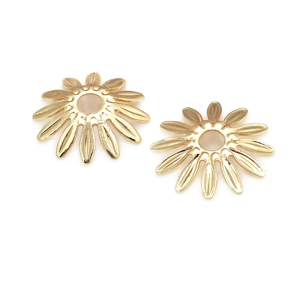 18K Gold Color Brass Flower Beads Caps Necklace Earrings High Quality Jewelry Diy Accessories - view 2
