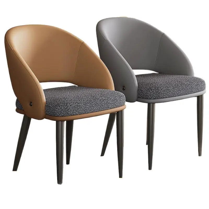 

Italian Nordic simple dining chair post-modern light luxury leather fabric hotel negotiates designer home sedentary back chair