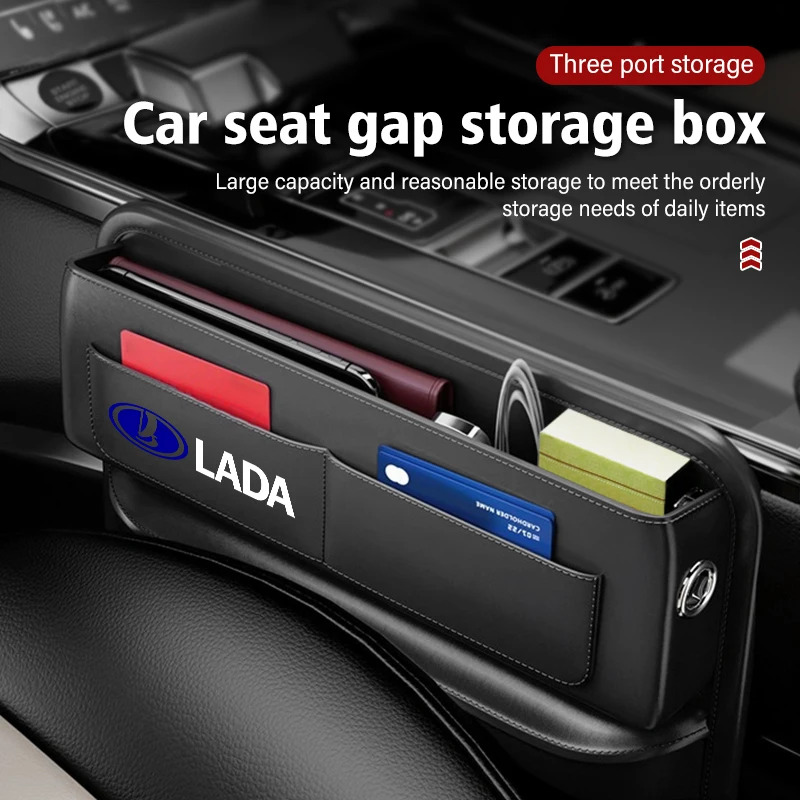 Car Seat Gap Storage Box Leather Crevice Side Pocket Wallet For Lada Vesta Niva Samara Kalina Largus Priora Xray Granta