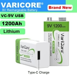 VariCore 9V 1200mAh USB Rechargeable Lithium Battery 6F22 for Multimeter Microphone Toy Guitar KTV Remote Control