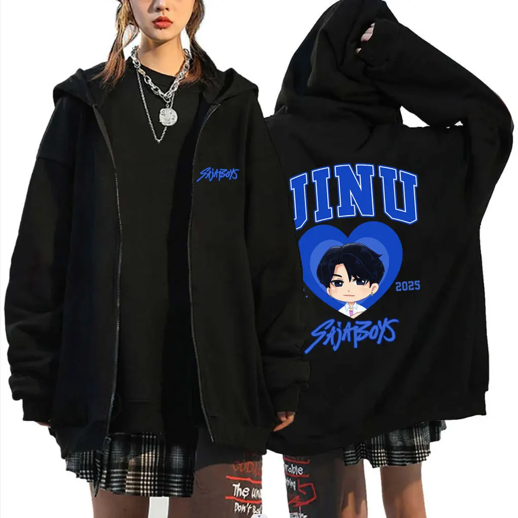 

Kpop Demon Hunters Saja Boys Zipper Hoodie Men Women Fashion Cartoon Trend Zip Up Jacket Men's Teen Casual Oversized Streetwear