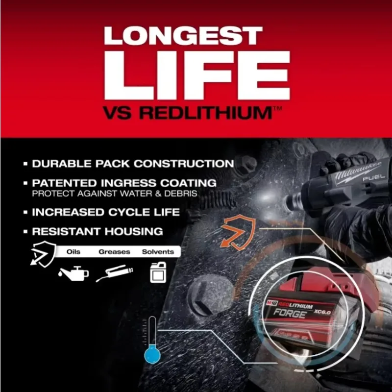 Original Milwaukee M18 NEW FORGE XC6.0 Battery, Compatible 2864-20,2860-20,48-11-1861 High Performance M18 Power Tools Battery - view 4