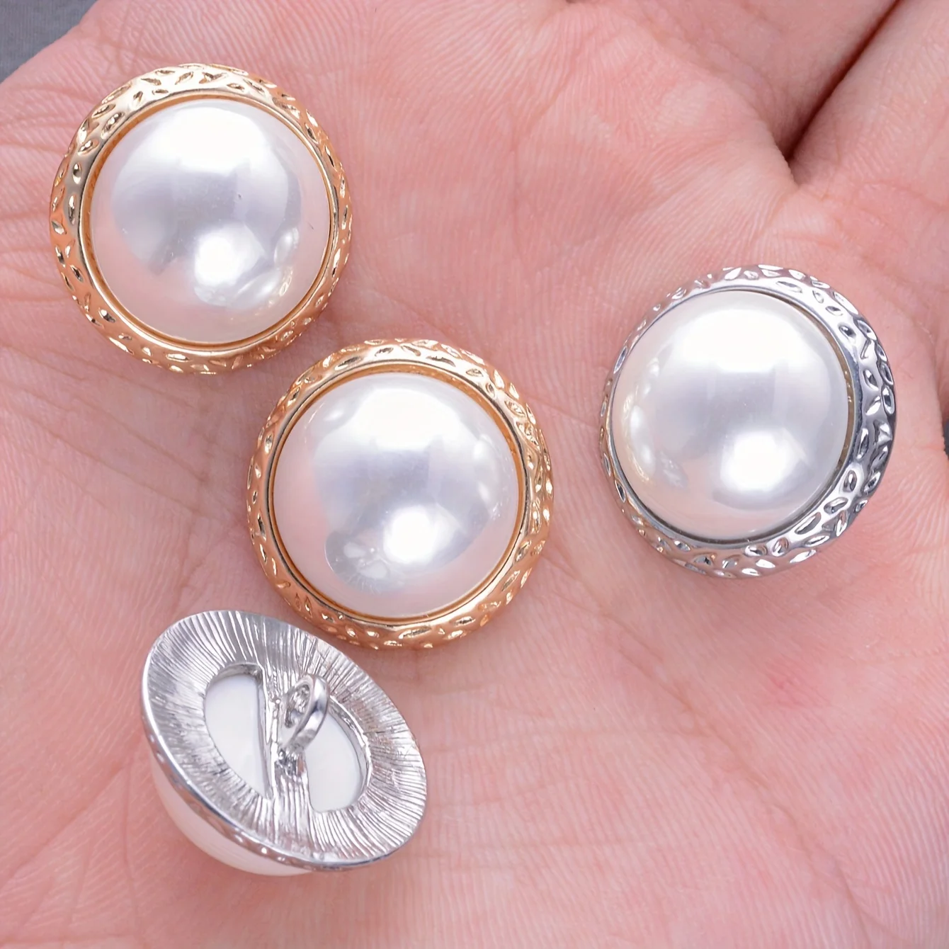 أزرار لؤلؤ مستديرة للقمصان ، خياطة معدنية مزخرفة ، زر ساق ، إكسسوارات تصنعها بنفسك ، مناسبة للقمصان ، السترات ، اللباس ، المعطف ، 16 ، 20 ، 24 ، 10 #5