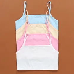 4Pc/Lot Kids Underwear 100% Cotton Girls Tank Top Candy Color Undershirt Girls Singlet Baby Camisole Bra Tops Sport