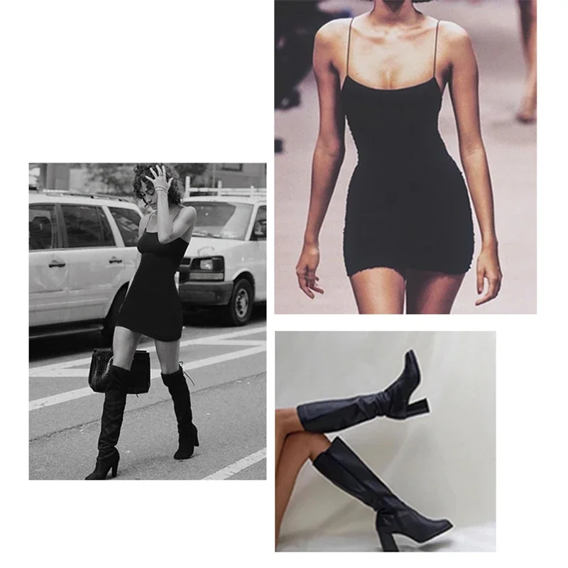 섹시한 블랙 여름 의류 백리스 스파게티 스트랩 나이트클럽 바디콘 드레스 여성 이브닝 파티 로우넥 미니 로커빌리 드레스